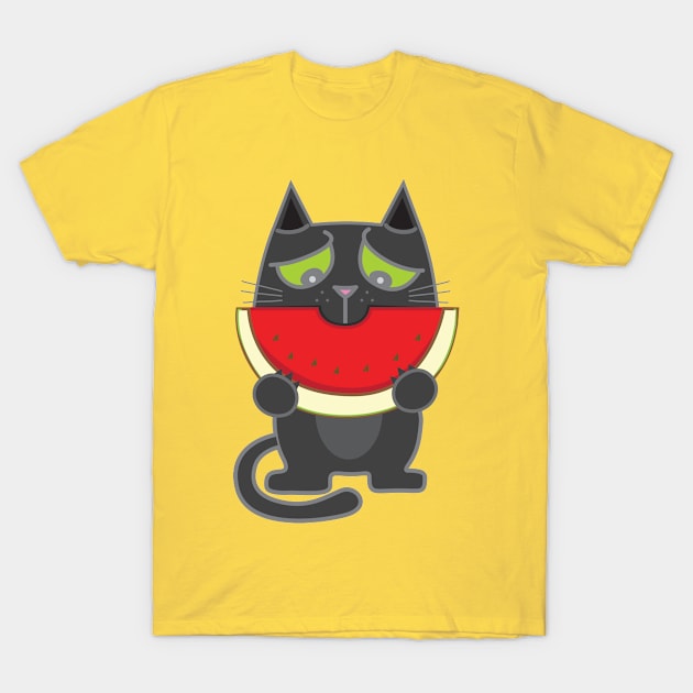 My cat and watermelon T-Shirt by Plushism